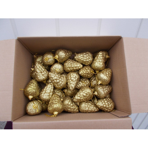 Kerstballen denneappel goud  8 cm 40 stuks