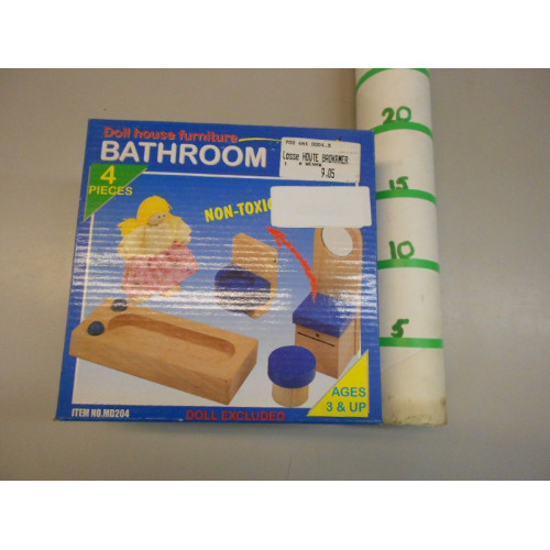 houten speelgoed, 4 delige set badkamer wvp 9,05