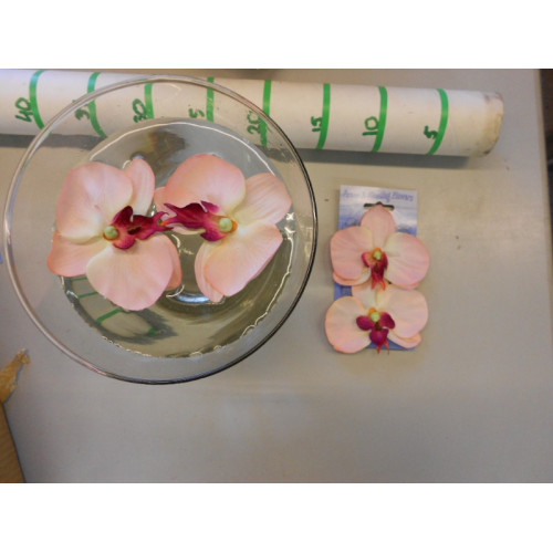 20 sets van 2 zalmkleurige drijfbloemen die tevens ook te plakken zijn