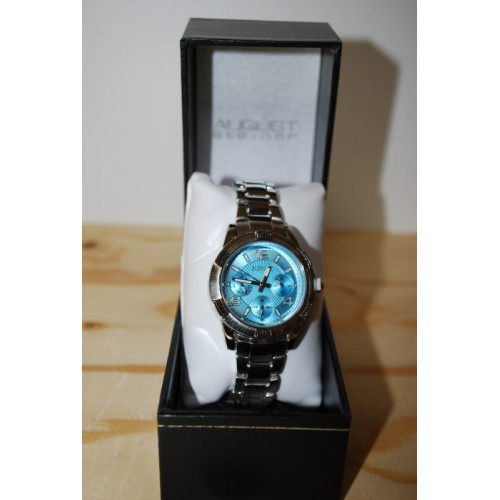 August Steiner horloge, met blauwe wijzerplaat, in luxe doosje.