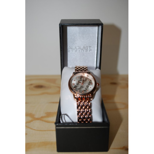 August Steiner bronskleurig dames horloge,witte wijzerplaat, in luxe doosje.