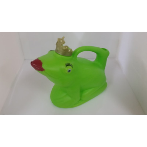 Gieter hard plastic in de vorm van een koning kikker groen  1 stuks