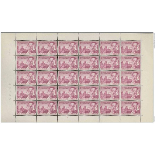 Volledig vel postzegels Belgie van 1963, plan 1