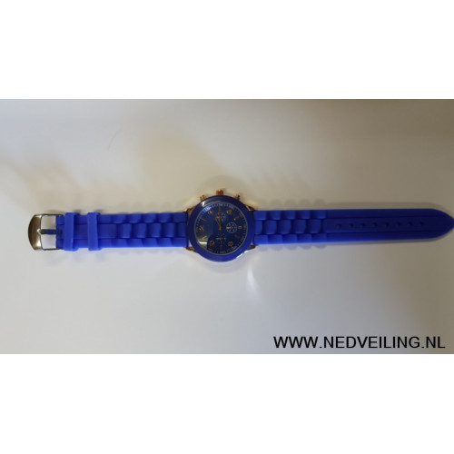 Horloge blauw  sportmodel 1 stuks