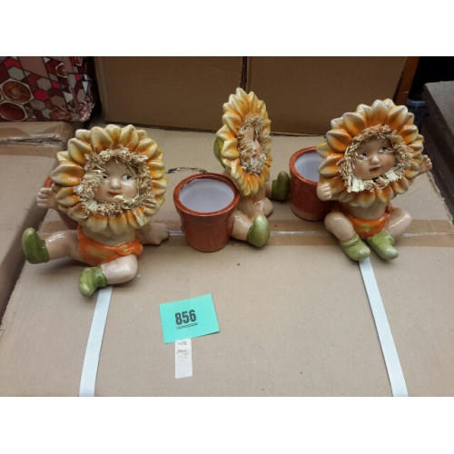 Deco zonnebloemen met pot : 2 dozen a 24 st
