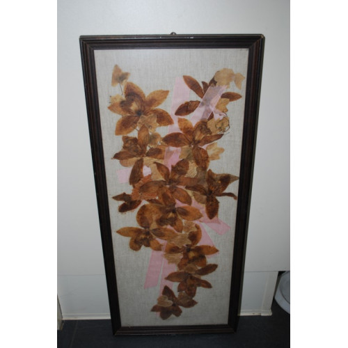 1x schilderij met droogbloemen, ca 30x 60cm