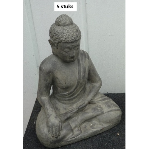 Buddha 33 cm terra cotta  5 stuks grijs
