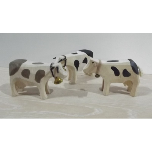 Houten koeien, 9 stuks, 10x16cm