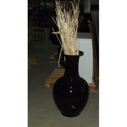 Grote zwarte vaas, circa 93 cm hoog, incl takken