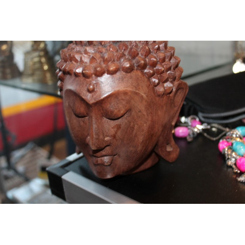 Buddha hoofd, Indonesië, 16cm hoog