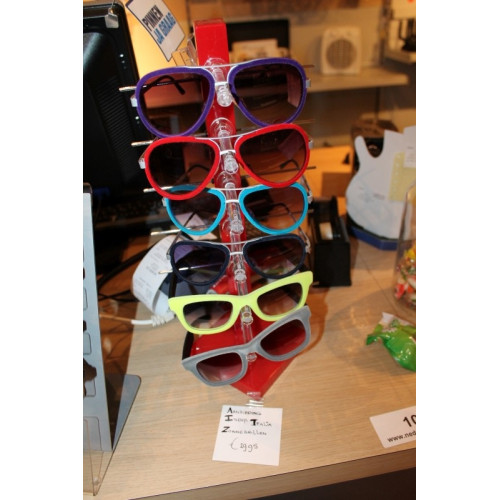Zonnebrillen incl standaard, 6 stuks zonnebrillen