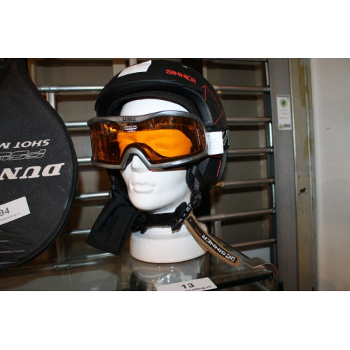 Wintersport helm Sinner en skibril UVEX, incl porseleinen pashoofd