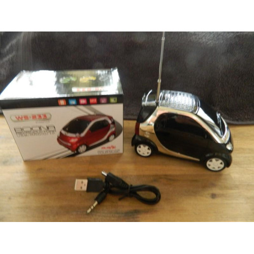 Smart Auto Speaker voor: usb stick-sd kaart-fm radio-accu oplaadbaar zwart