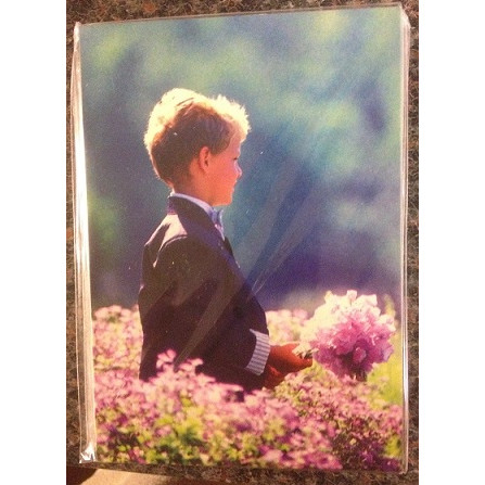 Ansichtkaart jongen met bloem zonder tekst  100 stuks