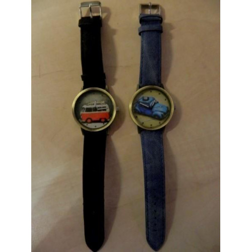 2 X Horloge Met VW Wijzerplaat 1x Bus + 1x Kever