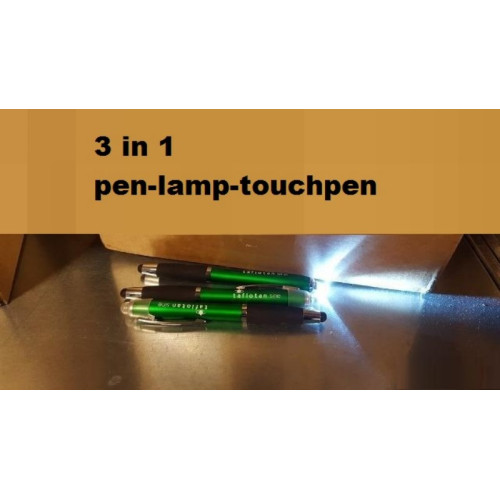 Partij 3 in 1 pen   Balpen-touchscreen-lampje 10 stuks