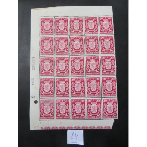 Belgische postzegel vel 25 zegels ongestempeld