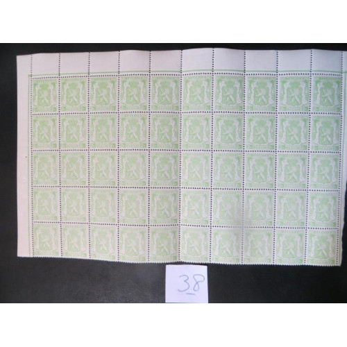 38Belgische postzegel 2c vel 50 zegels ongestempeld