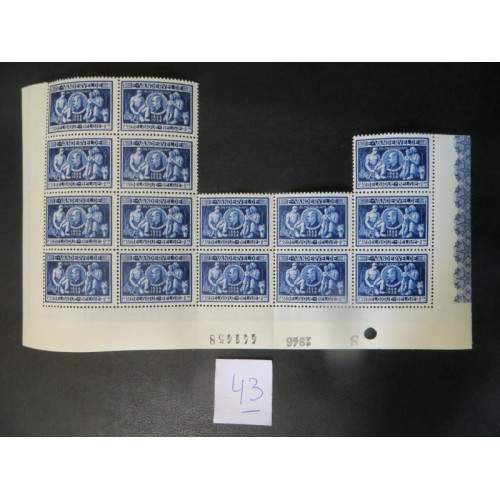 Belgische postzegel vel 15 zegels 1,35F + 2F ongestempeld