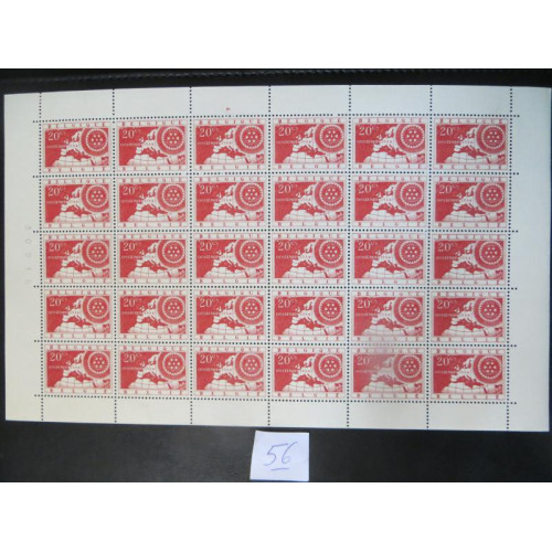 Belgische postzegel 20c vel 30 zegels 1954 ongestempeld