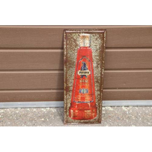 Vintage Reclame bord Puschkin red 21x56 cm