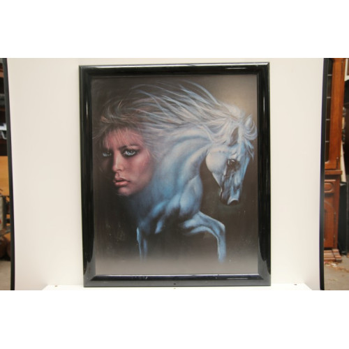 grote Lijst schilderij-print Vrouw met paard