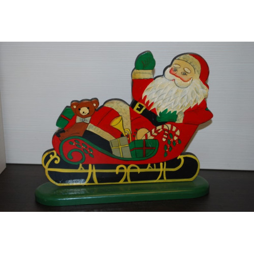 1x houten decoratie kerstman 25 cm