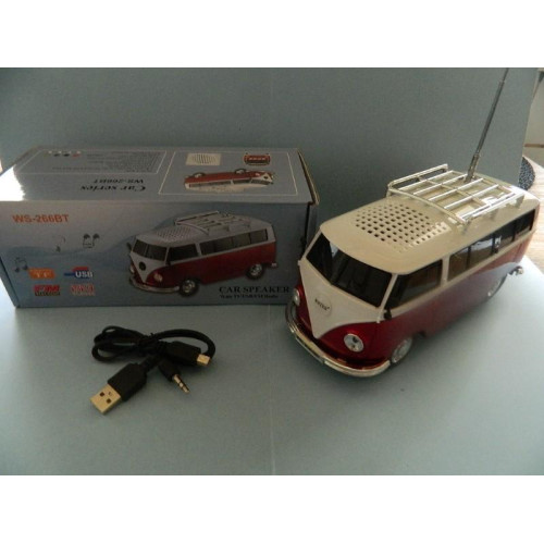 VW Bus USB Speaker Bluetooth-fm radio-usb stick-sd kaart-accu- oplaadbaar-mp 3/4-Rood
