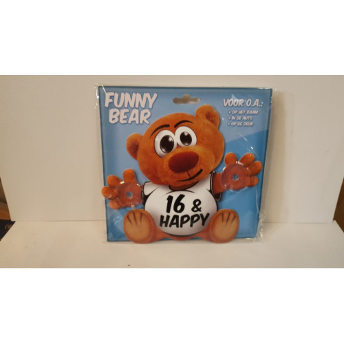 Funny Bear Tekst  - 16 & HAPPY  2 stuks