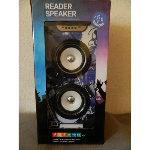 Jumbo Reader Speaker Blue tooth-fm radio-karaoke-usb stick-sd kaart-mp3/4 accu oplaadbaar