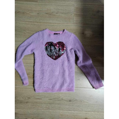 1 x Persival fluffy roze trui met hart maat 152/158.