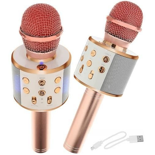 Draadloze karaokemicrofoon Bluetooth-luidspreker  Lichtroze