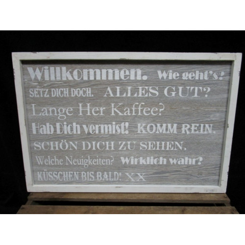 Hout old look deco bord Duitse tekst, 60 x 40 cm. 2 stuks