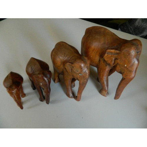4 Delige Houten Afrikaanse Olifanten Familie