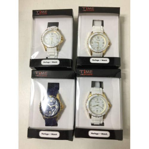 4x horloges, merk Time exclusive, exclusief batterij.