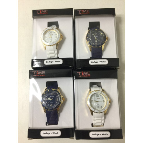 4x horloges, merk Time Exclusive, verschillende kleuren.