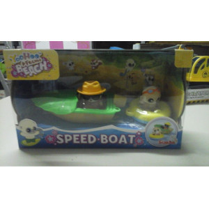 speedboot met poppetjes en luchtband