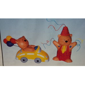 31X leuke beren beeldjes met auto en balonnen 2 stuks per verpakking