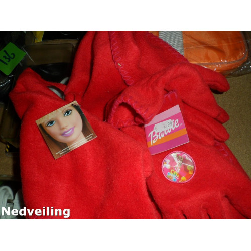 5x Barbie fleeceset met sjaal, muts en handschoenen