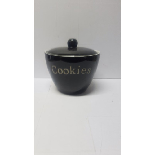 Cookies aardewerk koek trommel met deksel aantal 1 stuks eg7.