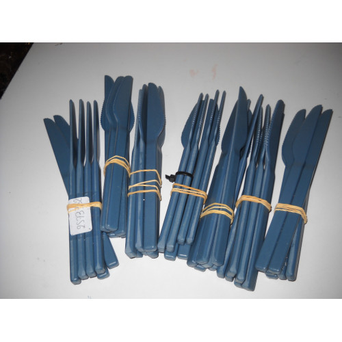 Bestekmes blauw 7x6 stuks, bamboe