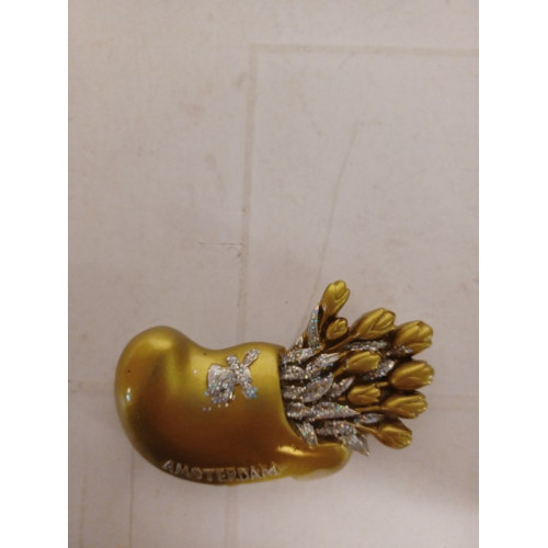 Partij koelkast magneten gouden klomp tulpen molen amsterdam glitter aantal 300 stuks.