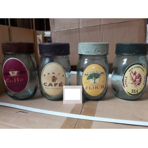 Glazen potten met decoratieve vintage opdruk 4 stuks in een set
