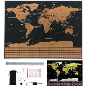Kraskaart wereldkaart met vlaggen ,82*59cm