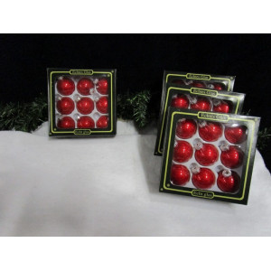 Glas bal glanzend rood, 9 in box 4 cm, 4 boxen