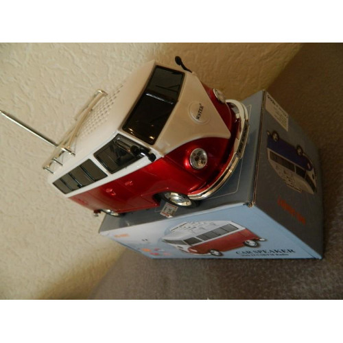 VW Bus USB Speaker Bluetooth-fm radio-usb stick-sd kaart-accu- oplaadbaar-mp 3/4-rood
