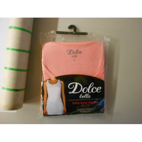 6 stuks Dolce Bella extra long singlet slim fit roze maat S