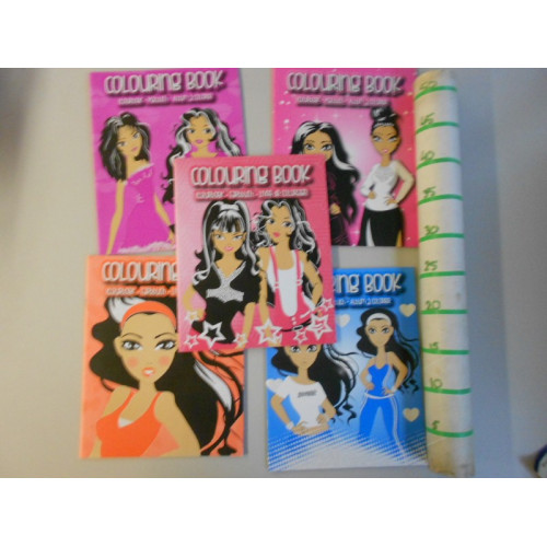 5 kleurboeken models met glitter