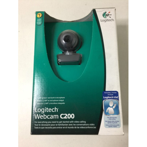 Webcam, merk Logitech, type C200, kleur zwart.