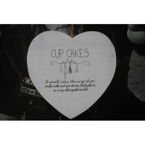 Houten bord in hartvorm Cupcakes 26x26
